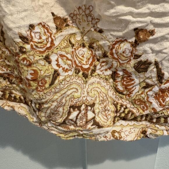 Free People Top Womens Small Ivory Draped Cowl Neck Boho Border Print Sleeveless - Picture 5 of 11